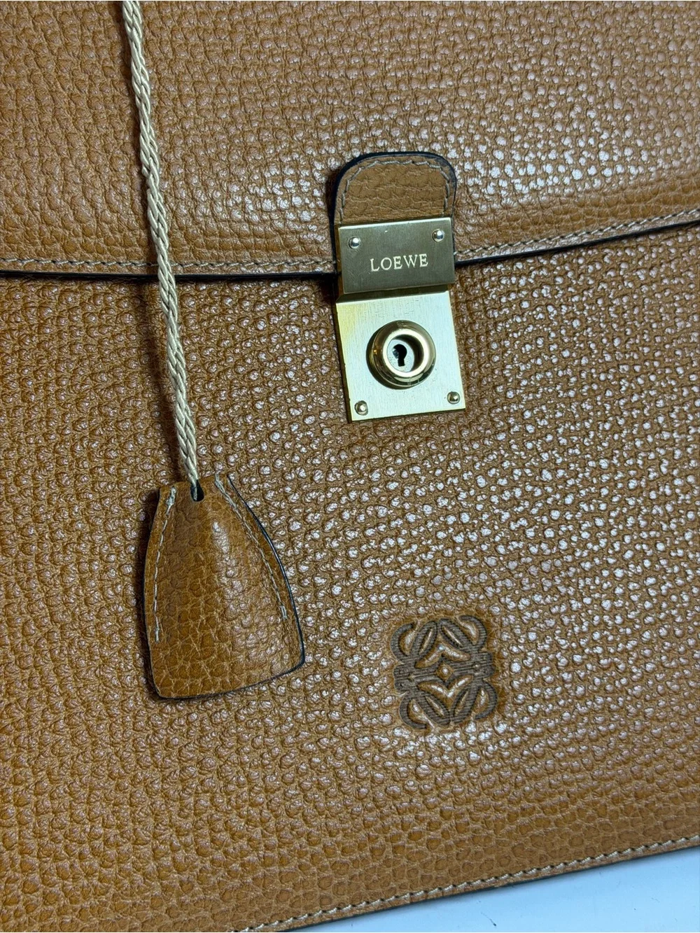 Vintage Loewe Textured Brown Leather Briefcase